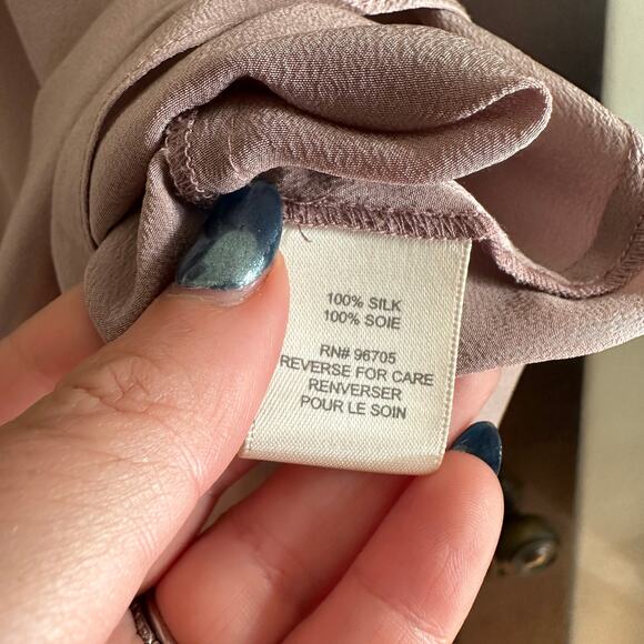 REBECCA TAYLOR | Dusty Purple Ruffle Neck Silk Camisole Balletcore| Size 8 - Picture 6 of 6